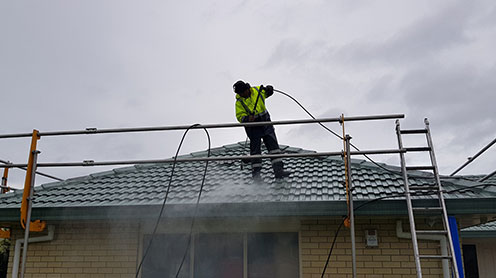 waterblasting edge protection in place safety first - Roof Cleaning / Moss Treatment